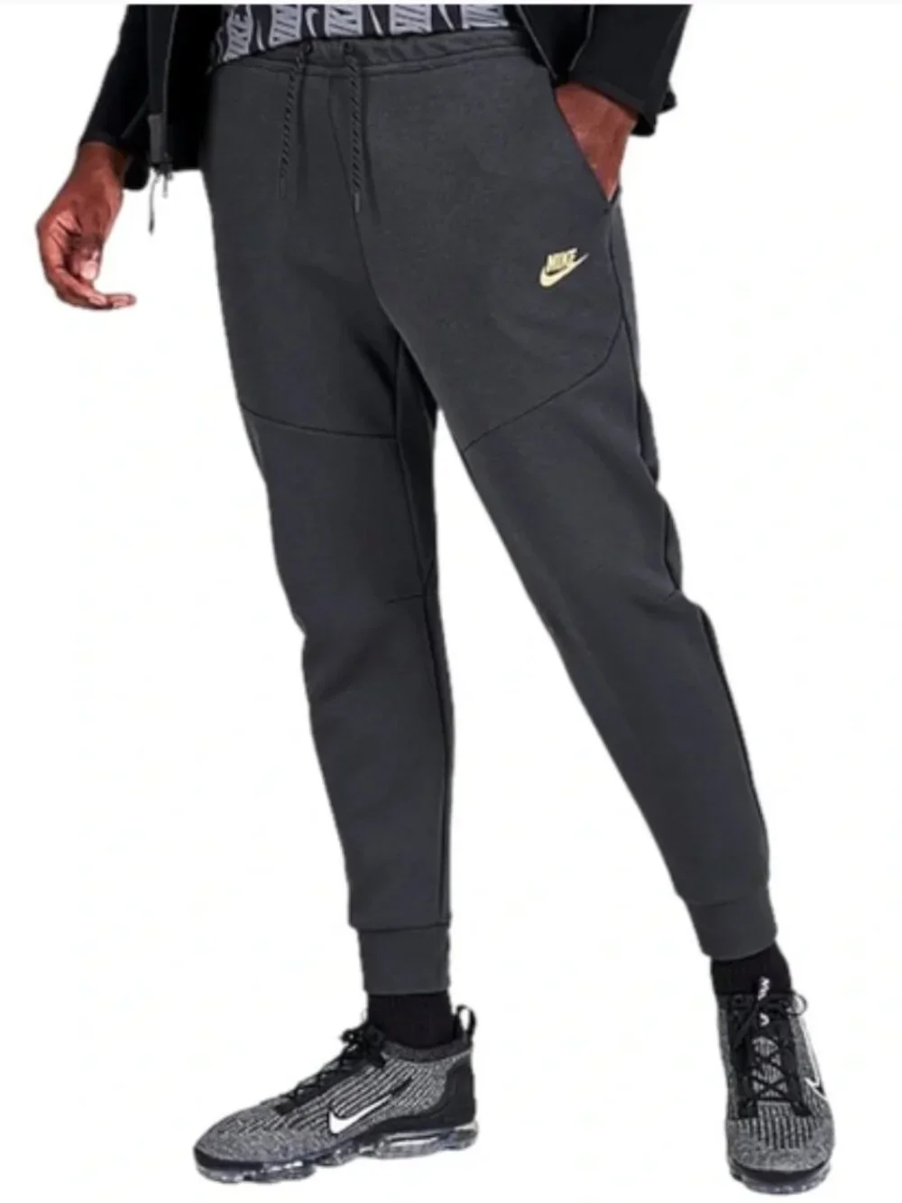 NIKE Tech Fleece Brushed Suede Jogger Pants Tapered DV0538-074 Gray/Black Sz XL